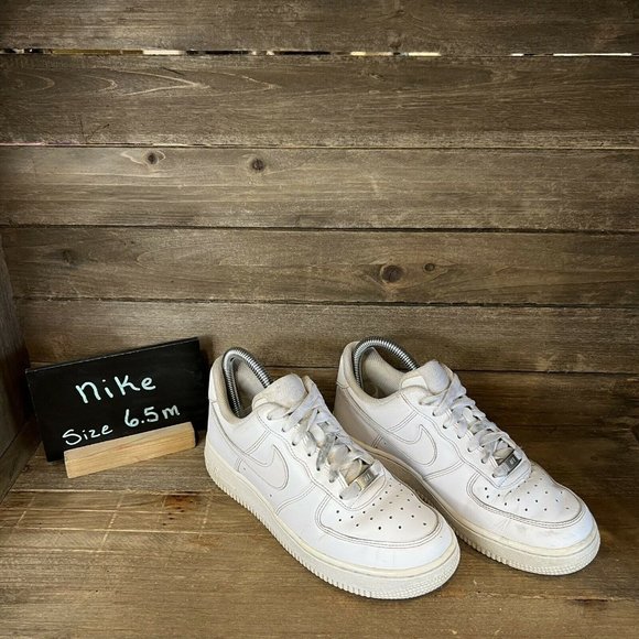 Nike Shoes - Womens Nike Air Force 1 Low Top White Leather Sneakers Shoes Size 6.5 M GUC